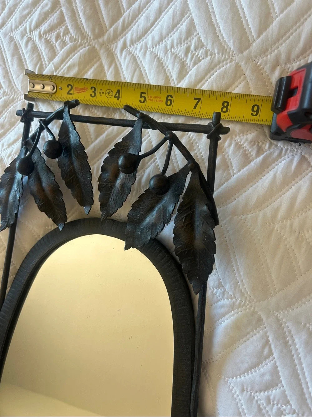 Ornate Black Metal Leaf Wall Mirror